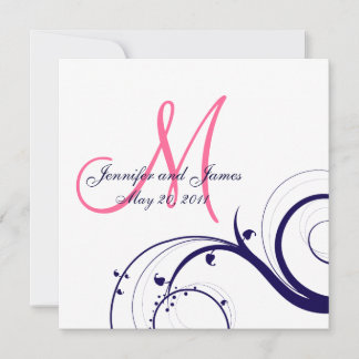 Élégante Faire-part de mariage 2 Navy Rose Blanc