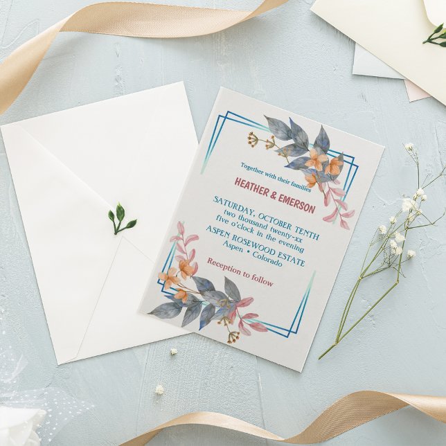 Élégante Faire-part de mariage de fleurs gris-rous (Elegant gray-blush flowers Wedding Invitation
)