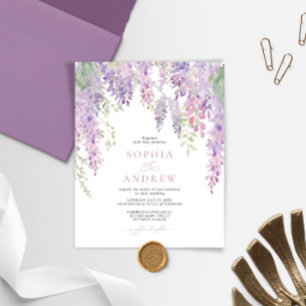 Élégante Faire-part de mariage de glycine violette