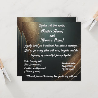 Elégante faire-part de mariage dorée turquoise