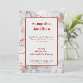 Elégante Faire-part de mariage en marbre rose