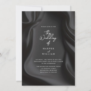 Élégante faire-part de mariage noire satinée