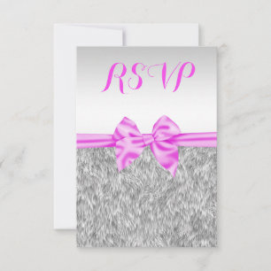 Élégante fausse fourrure et carte RSVP d'anniversa