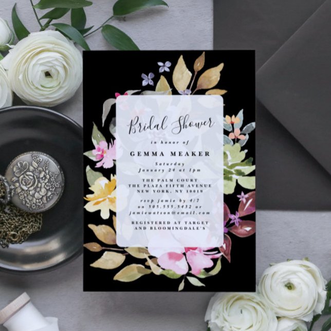 Elégante Fête des mariées d'aquarelle florale séch (Créateur téléchargé)