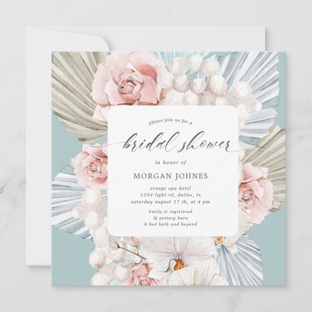 élégante Fête des mariées fleurie bohème bleu d'hi (Devant)