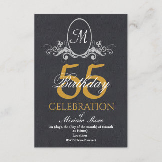 Élégante fête du 55e anniversaire Invitation textu