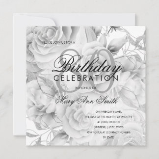 Elégante fête du 80e anniversaire Floral Argent bl