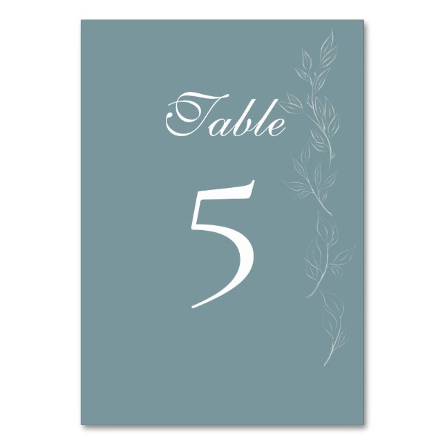 Élégante feuille bleu clair Carte Numéro de tablea (Par défaut)