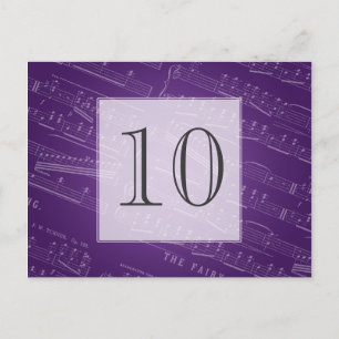 Élégante feuille de numéro de table Musique violet