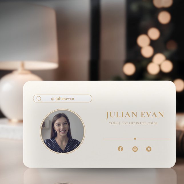 Élégante fille Instagram Carte de visite blanc ivo (Créateur téléchargé)