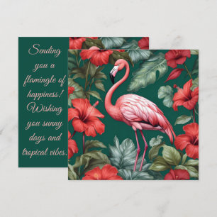 Elégante Flamant rose Hibiscus Fleurs Emerald Gree