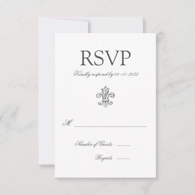 Elégante Fleur de Lis Mariage RSVP 2 (Devant)