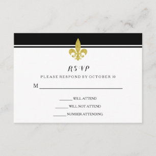 Elégante fleur de Lis noir et blanc RSVP
