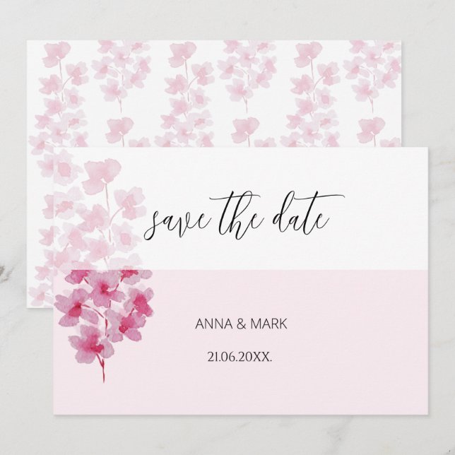 Elégante fleurs de cerisier Aquarelle peinte à la  (Devant / Derrière)