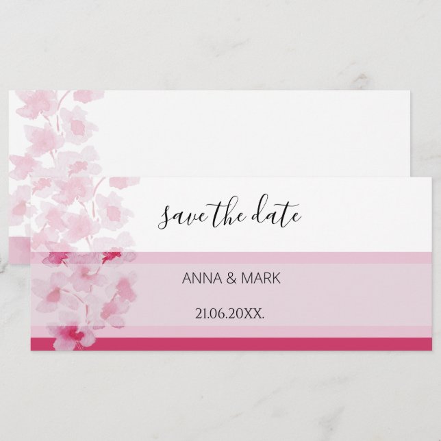 Elégante fleurs de cerisier Aquarelle peinte à la  (Devant / Derrière)