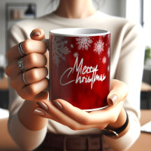 Élégante flocons de neige de noël rouge CAFÉ MUG