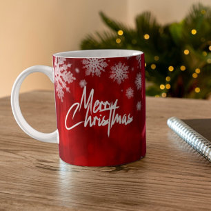 Élégante flocons de neige de noël rouge CAFÉ MUG