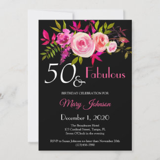 Elégante Floral 50 & Fabuleuse Invitation Annivers