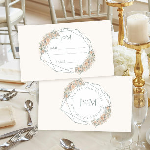 Elégante Floral Diamant Beige Mariage Cartes de Pl