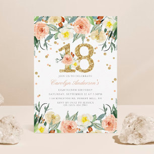 Elégante Floral Girls 18e anniversaire Invitations