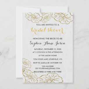 Elégante Floral Gold Foil Bridal Shower Invitation