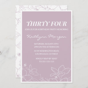 Elégante Floral moderne invitations de 34e anniver