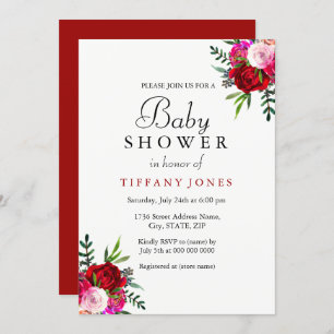 Elégante Floral Rose Baby shower Invitation