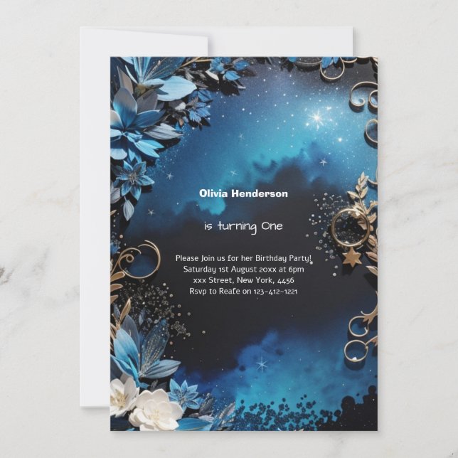 Elégante Florale 1er anniversaire Invitation (Devant)