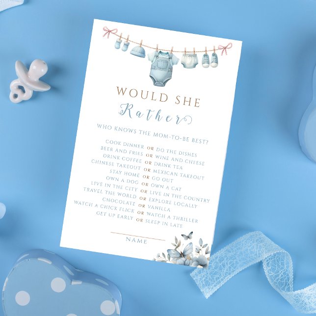 Élégante Florale Bleue Voudrait-Elle Plutôt Baby s (Créateur téléchargé)