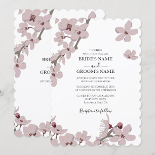 Elégante florale cerise fleurs invitation mariage