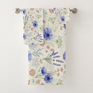 Élégante Florale Côtière Lavande & Coquillages Été
