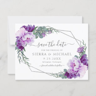 Élégante florale d'argent violet Enregistrer le Ma