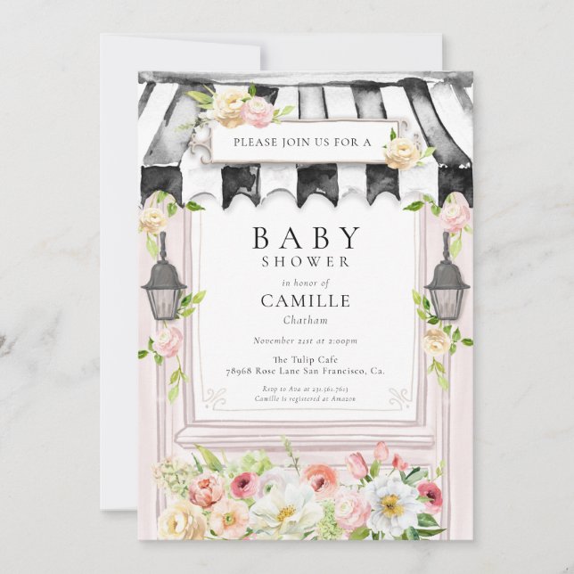 Elégante Flower Garden Baby shower Invitation (Devant)