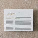 Elégante Gold Calligraphy Bridal Recette Cartes<br><div class="desc">Ces élégantes cartes de recettes de mariée en calligraphie dorée sont un excellent moyen de fournir à la future mariée toutes les recettes dont elle aura besoin en tant que nouvelle épouse ! Le design simple présente une carte minimaliste décorée avec une typographie romantique et fantaisiste de feuille d'or. Ce...</div>