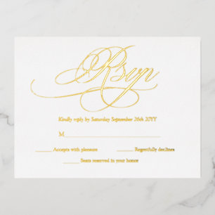 Elégante Gold et Blanc Moderne Mariage Cartes RSVP