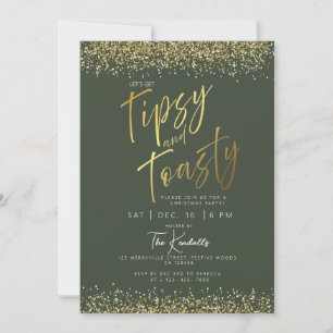 Elégante Gold et Green Christmas Party Invitation