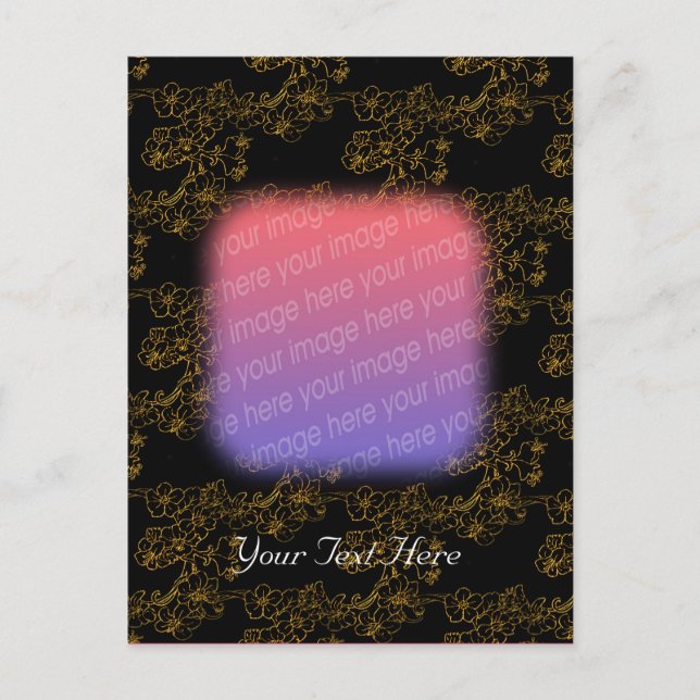 Elégante Gold Floral Design Photo Carte postale (Devant)