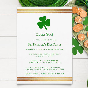 Élégante Gold Foil St. Patrick's Day Invitation