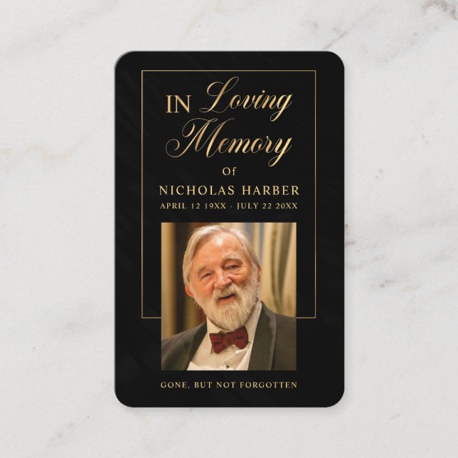 Elégante Gold Photo Sympathy Funeral Prayer Cartes (Devant)