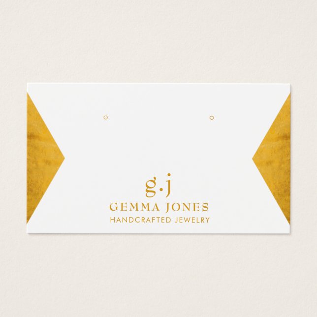 Elégante Gold White Faux Foil Bijoux Display Carte (Devant)