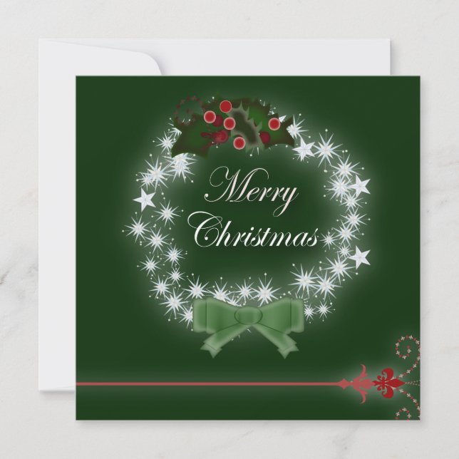 Elégante Green Christmas Dîner de fête invitation (Devant)