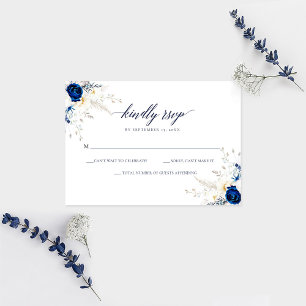 Elégante Horizon Blue Calligraphy Wedding Carte RS