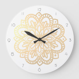 Élégante horloge Boho Gold Mandala Mur