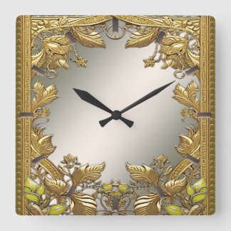 Élégante horloge dorée fleurie