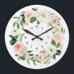 Élégante horloge florale,<br><div class="desc">Qu'il s'agisse de garder le fil du temps ou simplement de vouloir un beau décor mural pour accessoiriser votre mur,  cette horloge murale florale est parfaite. Le design présente des fleurs d'aquarelle.</div>
