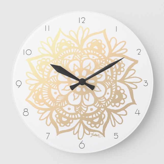 Élégante horloge Mur Mandala Or (Recto)