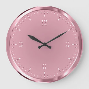 Élégante horloge murale acrylique brillante Rose