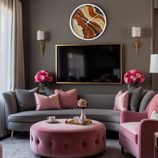 Élégante horloge murale Brown Abstraite (Créateur téléchargé)