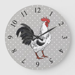 Élégante horloge murale de coq blanc
