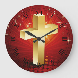 Élégante horloge murale de la Croix d'or